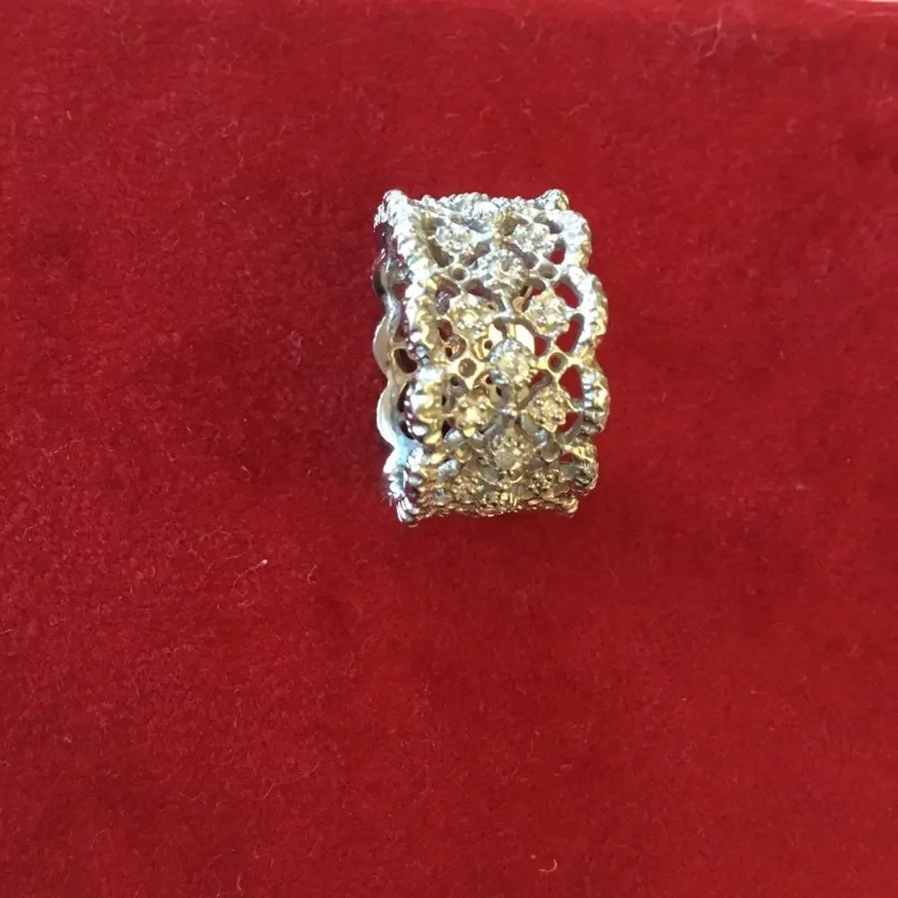 Sterling Silver Elegant Three-Row Crystal Ring - Picture 1 of 9